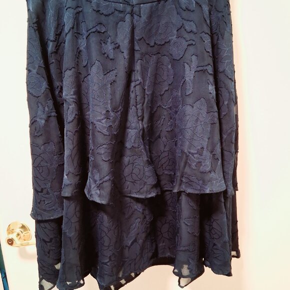 Parker Navy Blue Embossed Floral Sleeveless Dress Sz 12 NWT /B20 - Picture 7 of 11